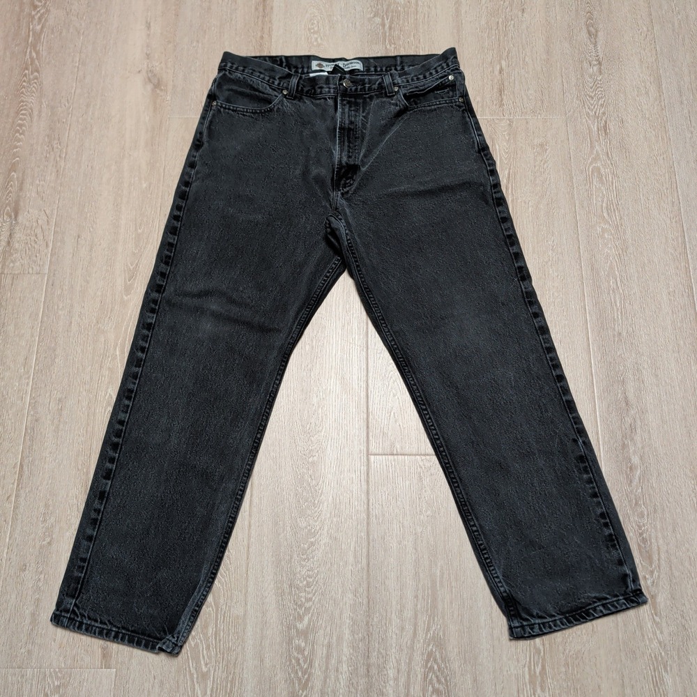 Harley-Davidson Jeans Mens 36x30 Fit 34x28 Black Straight Leg Cotton Denim Moto